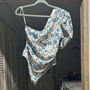 Floral Blue and White Bodysuit